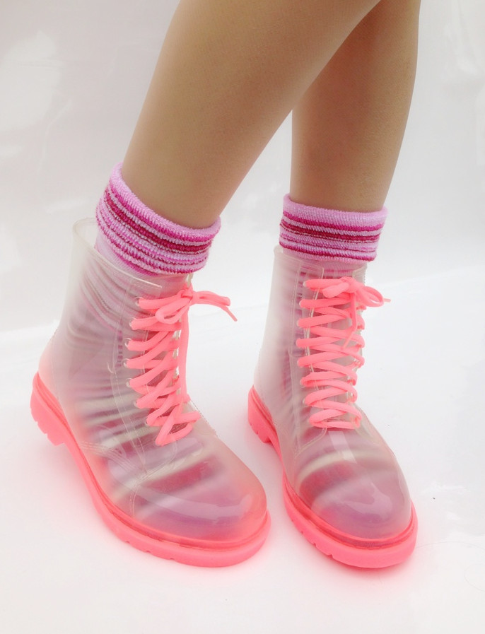 Women's Fashion Candy Transparent Waterproof Rain Boots