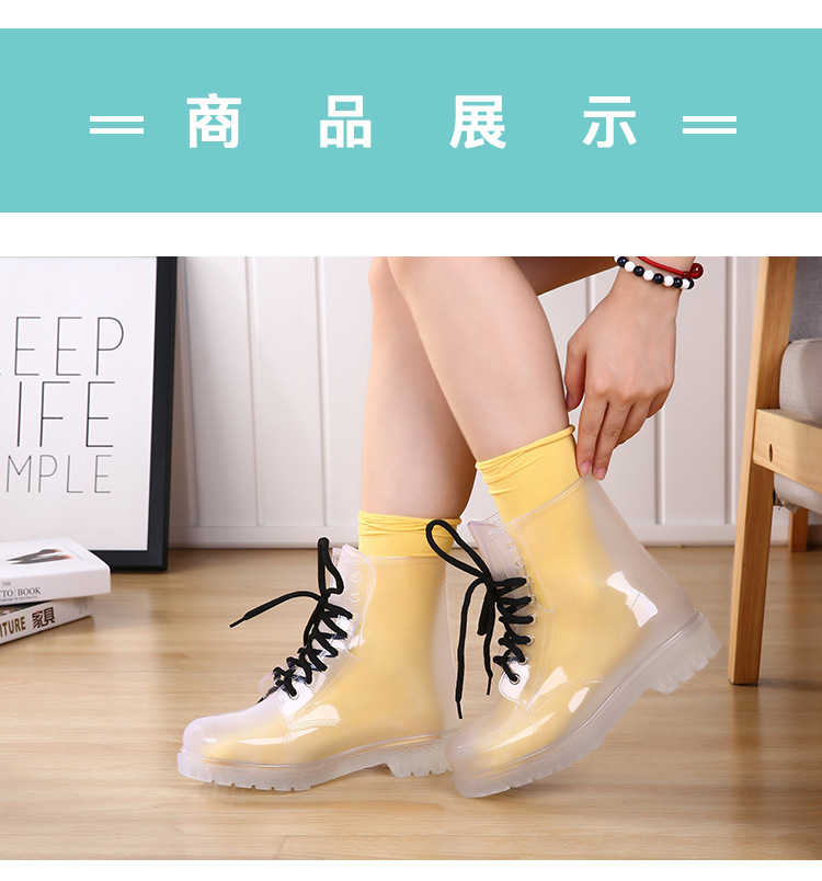 Women's Fashion Candy Transparent Waterproof Rain Boots on Luulla