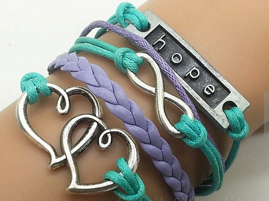 Heart Bracelet infinity Bracelet Hope Bracelet Charm Bracelet Personalized jewelry gift