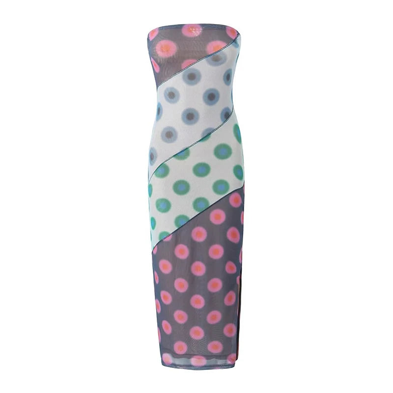 dotted mesh bodycon dress Dotted Mesh Bodycon Dress in Red