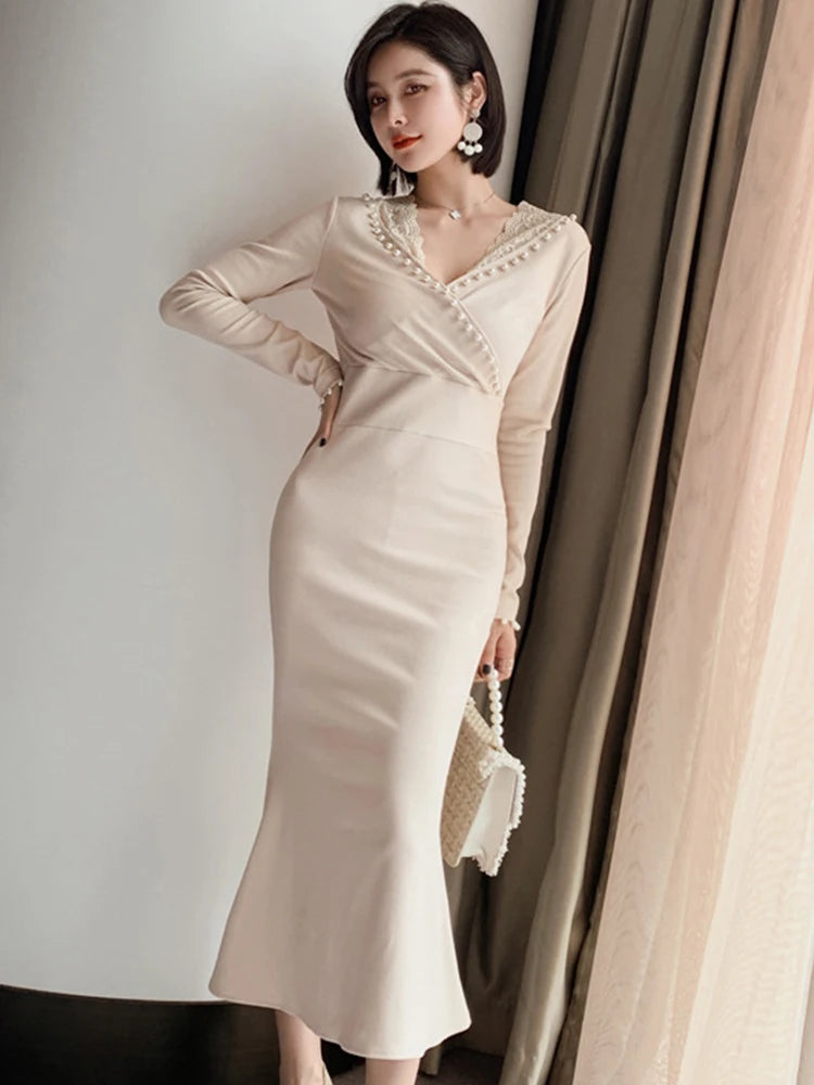 bodycon mexican dress A Touch Of Class Dark Green Long Sleeve Bodycon Wrap Midi/Maxi Dress main image 0