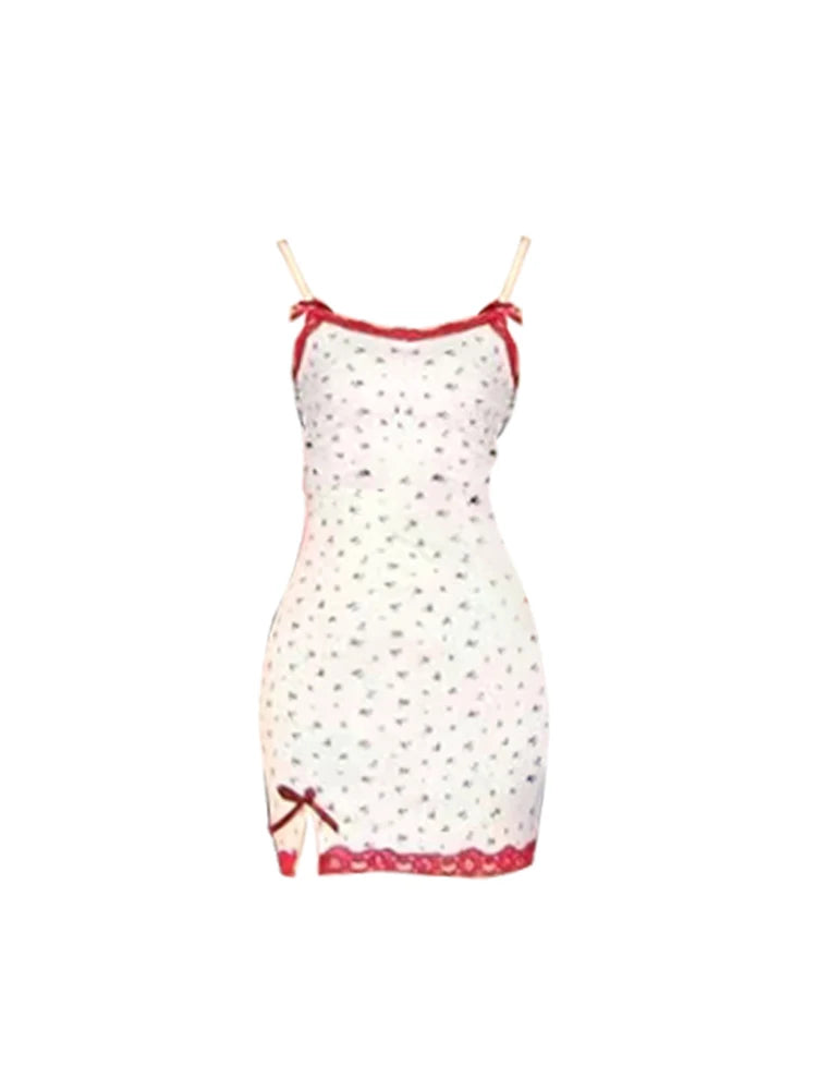 Summer French Coquette Party Spaghetti Strap Mini Floral Dress Women Frocks  Sexy One-piece Balle on Luulla