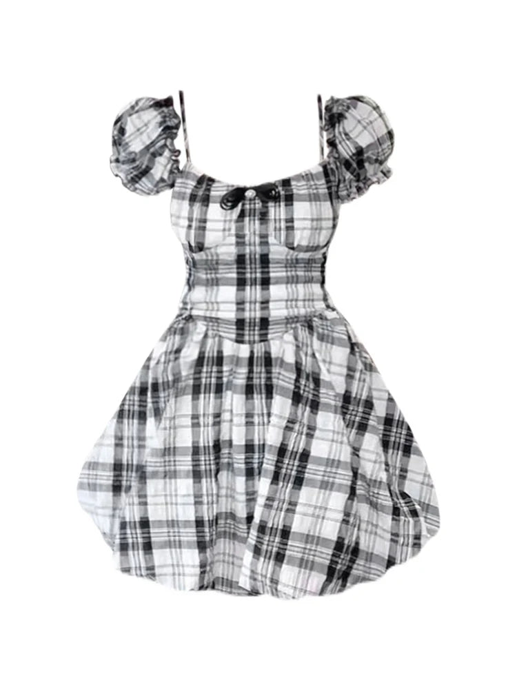black and white plaid off the shoulder dress Black & White Plaid Off-The-Shoulder Ruffle Collar Front Button Down Detail  Midi Dress /1-2-2-2