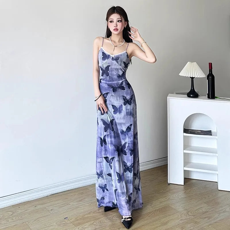 butterfly print evening dress Beaded V-neck Elegant Evening Dresses main image 0