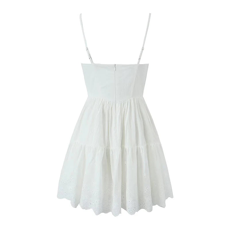 White Strapless Dress with Flowy Skirt Charm