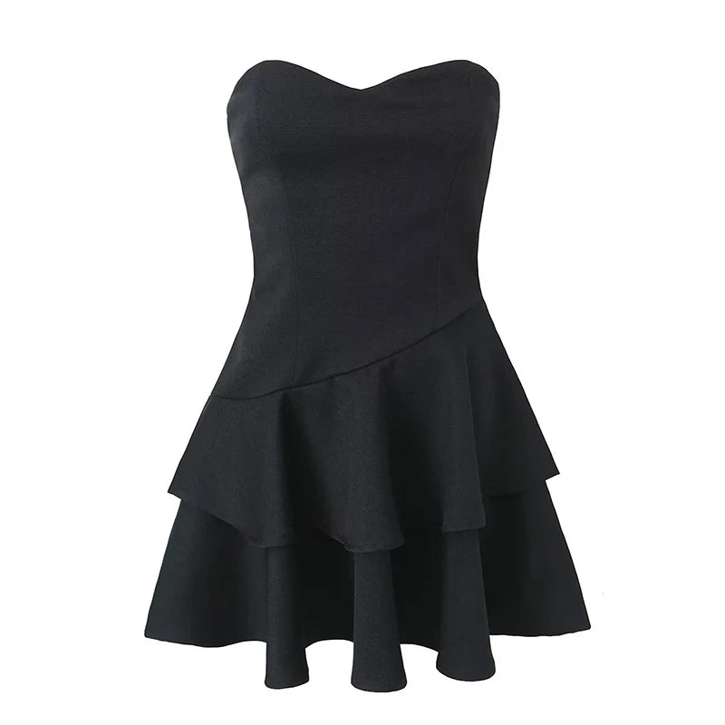 Chic Black Layered Flare Skater Dress