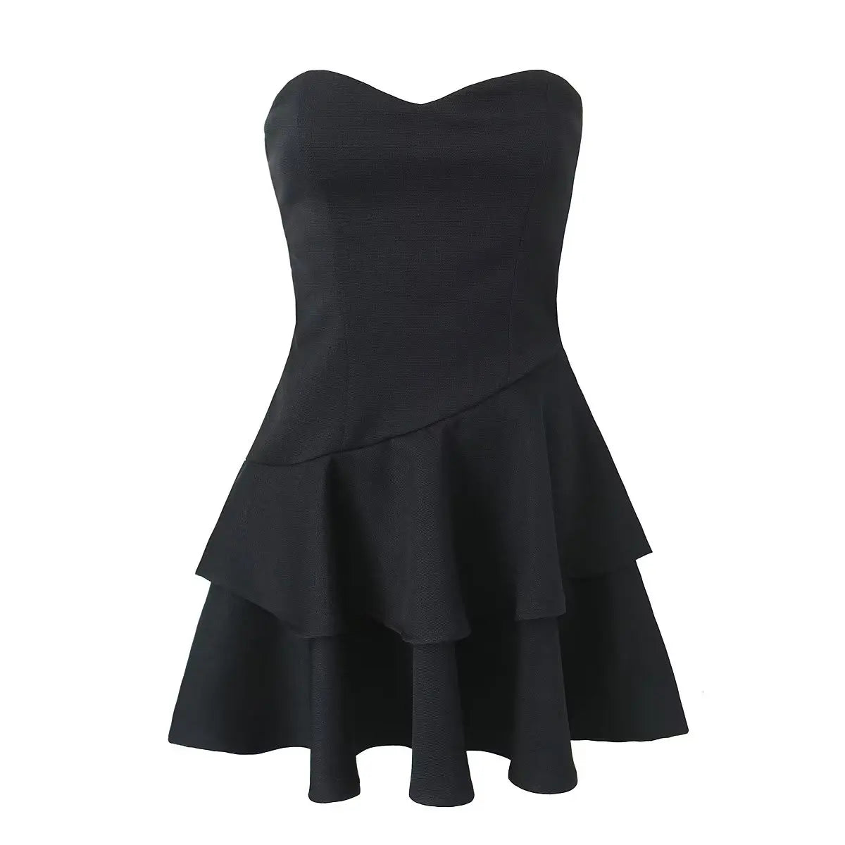 Chic Black Layered Flare Skater Dress
