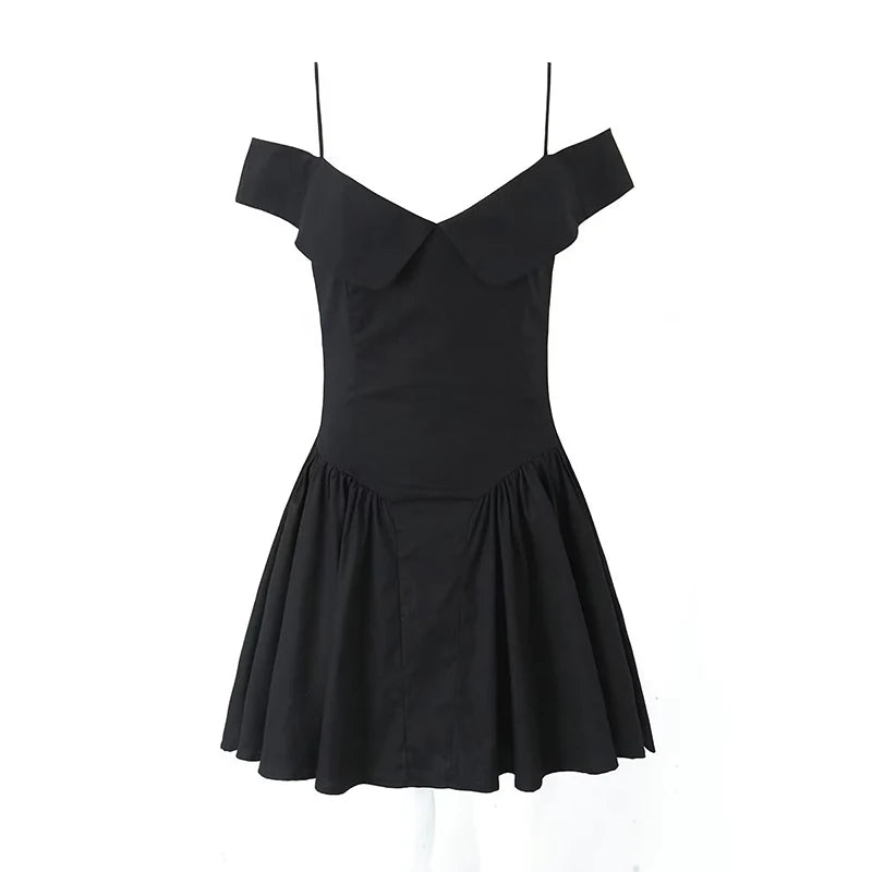 Chic Black Off-shoulder Flare Party Dress