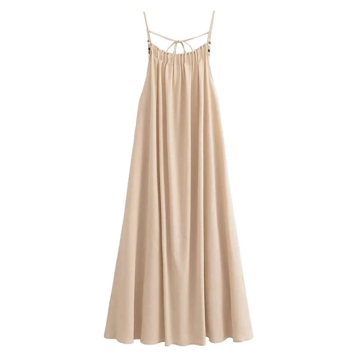 Chic Maxi Dress - Flowy Beige Sleeveless Design on Luulla