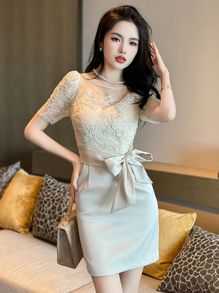 chinese dress ladies Women's Lace Overlay Little Black Dress – Punk Design main image 1