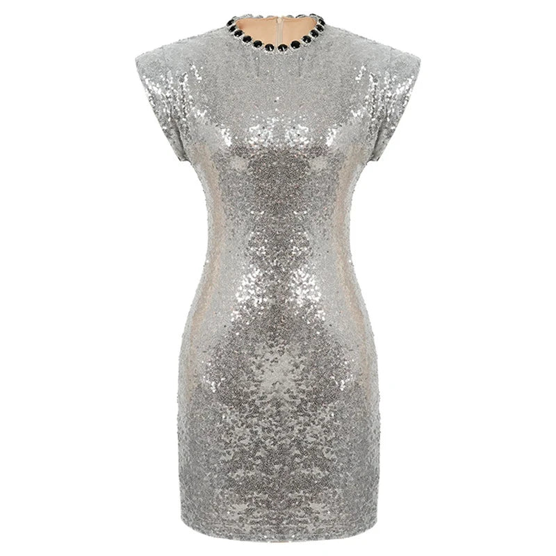 silver sequin cap sleeve dress Silver Sequin Cap Sleeves Bridesmaid Dresses Floor Length
