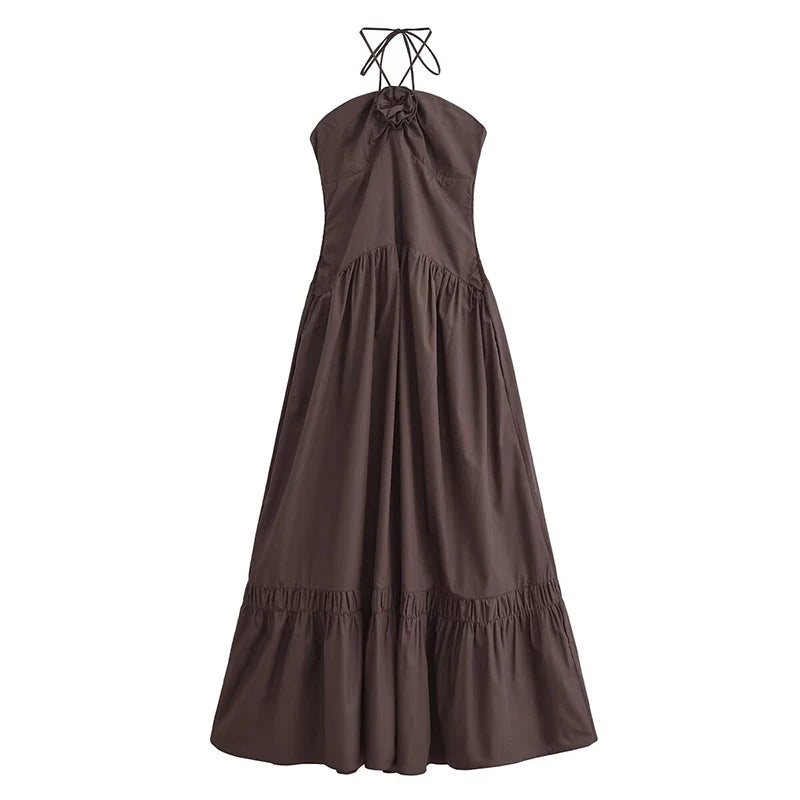 flowy brown maxi dress Aicha Maxi Dress main image 1