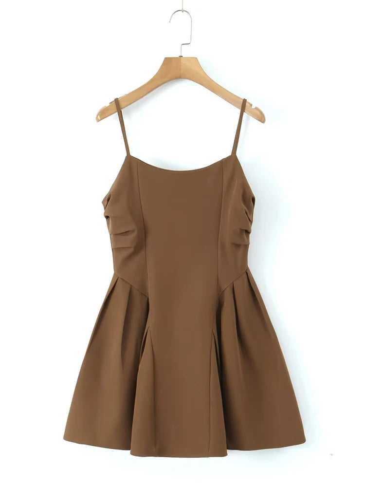 Brown Sleeveless Fit And Flare Dress on Luulla