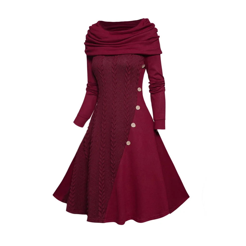 burgundy and navy blue dress ZAPAKASA Women Burgundy High Neck Knee-Length Formal Dress with Shawl Satin  Sheath Work Dress main image 0
