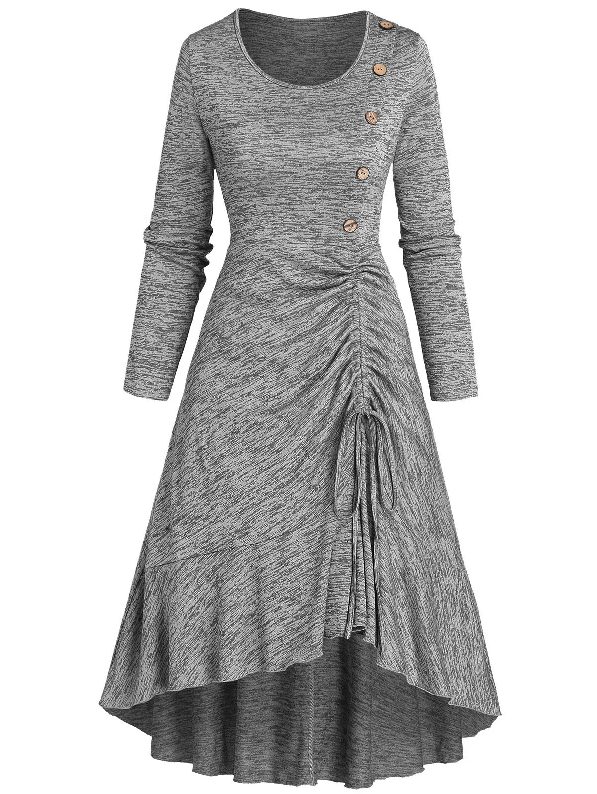 Faux Leather Paneled Knit Asymmetrical Dress
