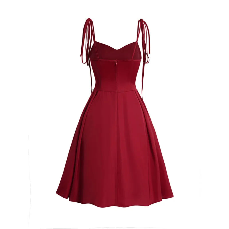 a line dress with flared skirt Corset-Back Wrap-Bodice A-Line Prom Dress