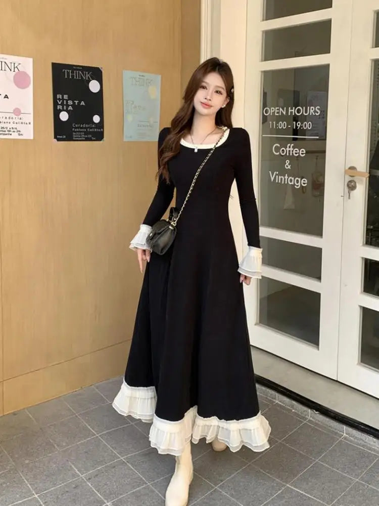 chinese dress ladies Fendi Black Silk Pom Pom Fur Trim Long Sleeve Dress Size 42 – Luxury GoRound main image 1