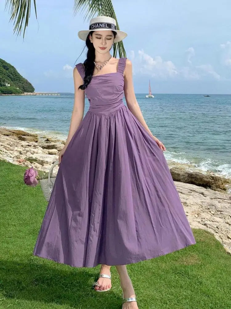 fitted lace wedding dress Alyson Lavender or Blue V Neck Flowy Maxi Dress – Vianney's Closet main image 1