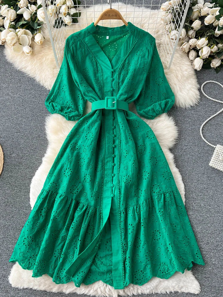 green belted midi dress Green Belted Midi Dress Small main image 1