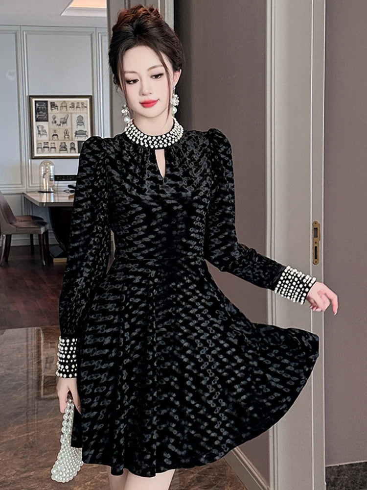 black velvet and pearl dress Eva Fashion 3515 Fitted Long Formal Ruffled Prom Dress – The Dress Outlet