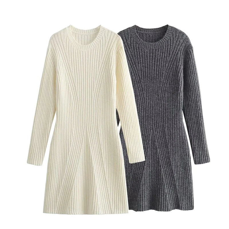 oversized ribbed knit sweater dress Black Ribbed Knit Sweater Dress, Oversized Turtleneck Tunic With Slits