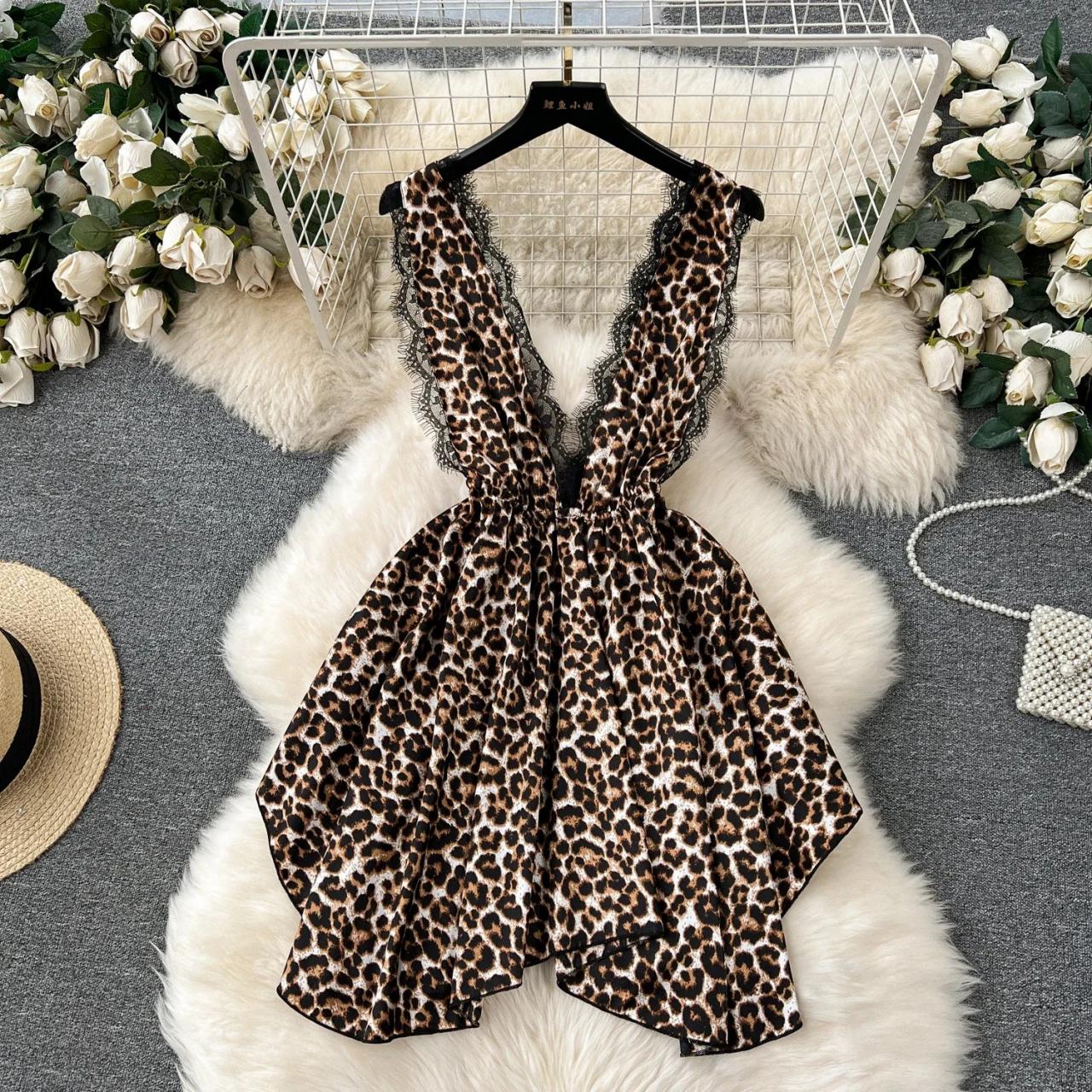 chinese dress ladies Black & White Leopard Women's Open Shoulder A-Line Dress – Harlow & Lloyd main image 0