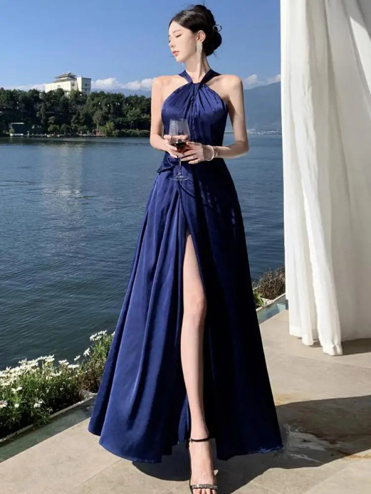 navy halter dress Open Back Halter Dress Beginner Sewing Pattern PDF – Rosys Patterns