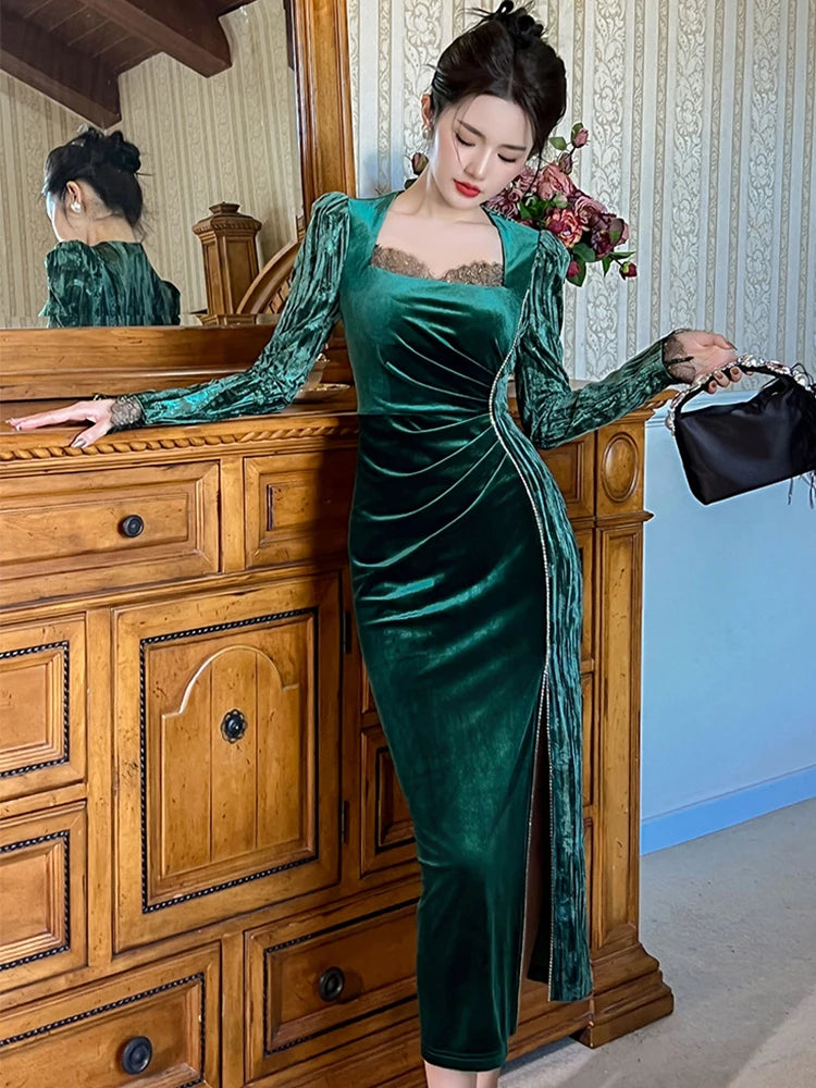 green emerald velvet dress Olive Green Velvet Fabric | No Fray