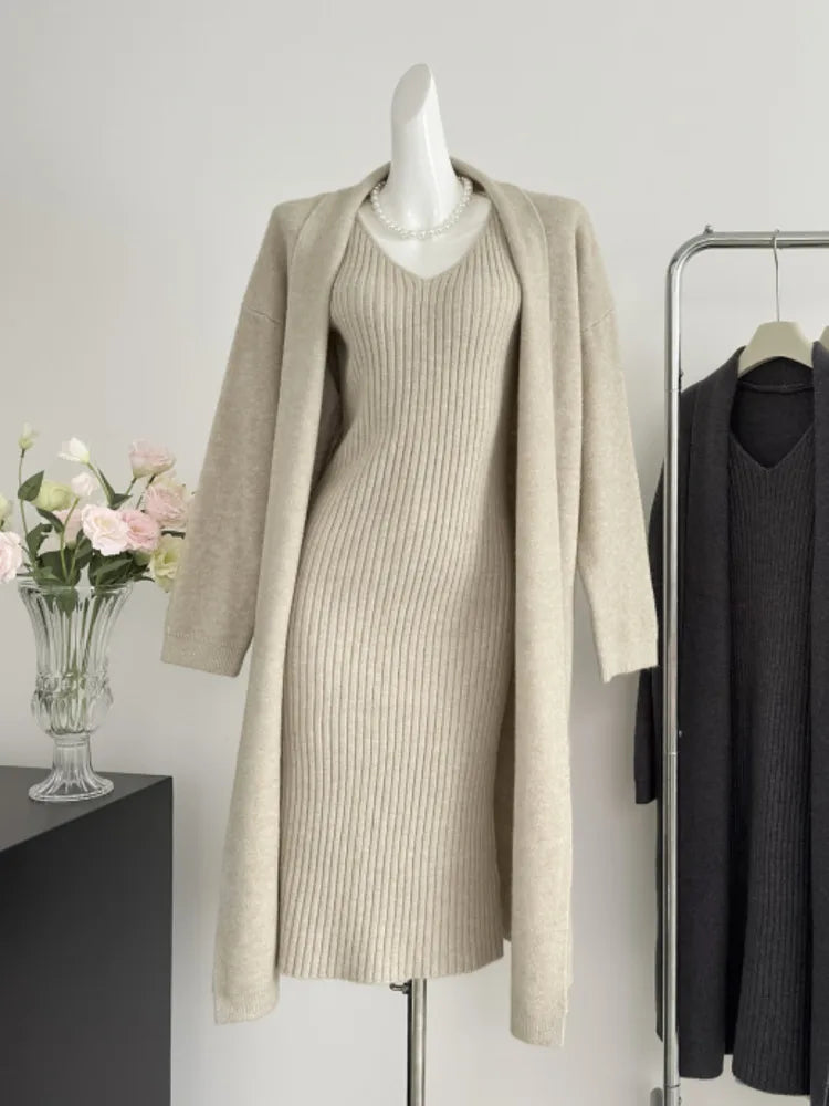 strapless open back dress Anora Long Cardigan Dress