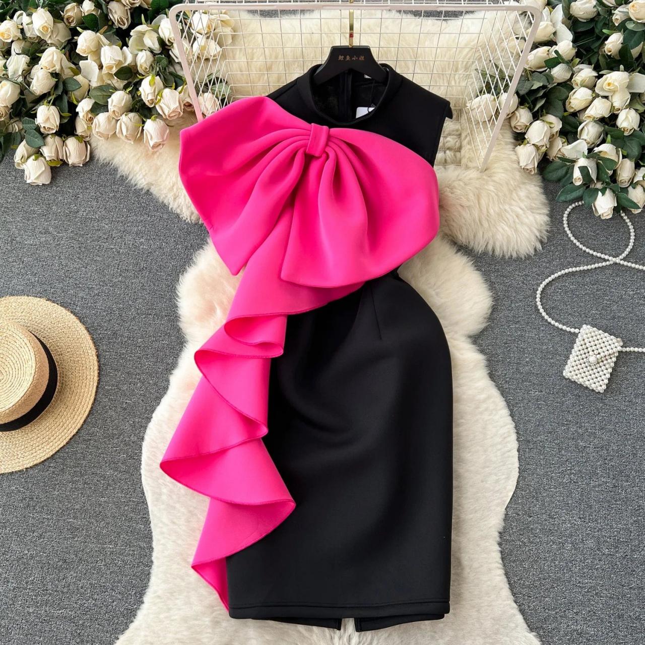 black dress with pink scarf Scarf Dress, Mini Dress, Little Black Dress / Vintage 1960s Mod LBD Little Black  Dress Pink Scarf Graphic Print S Small