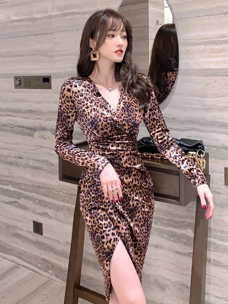 chinese dress ladies Darcie Leopard Print Bodycon Dress