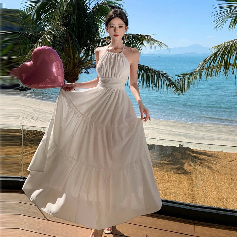 Beach Halter Maxi Dress With Flowy Skirt on Luulla