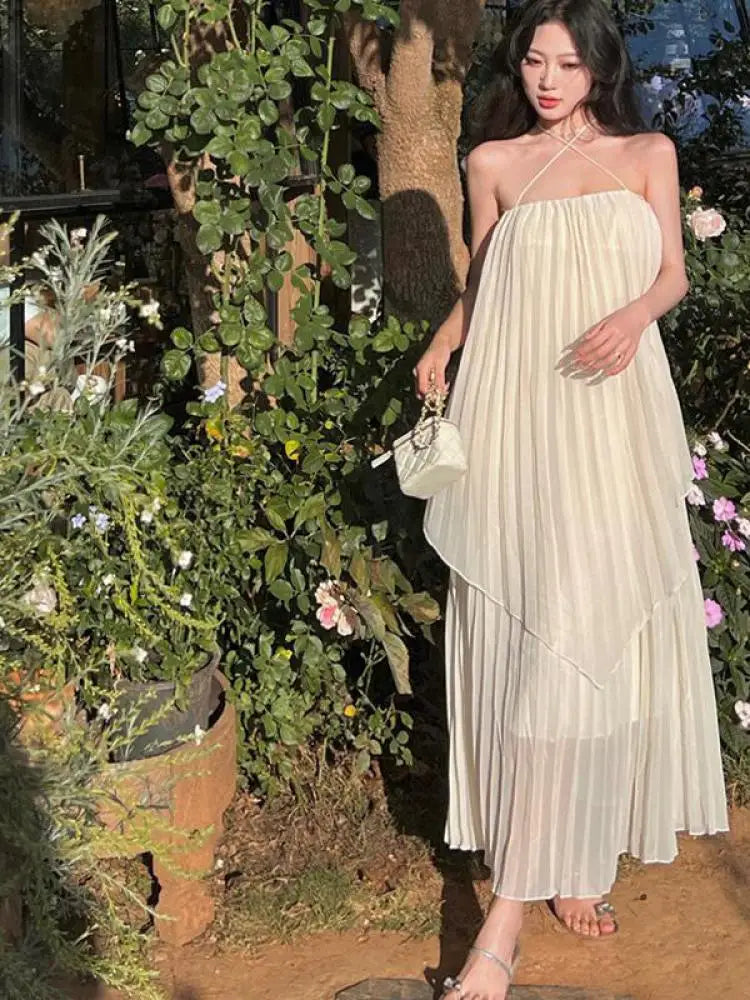 Flowing Chiffon Maxi Dress With Halter on Luulla