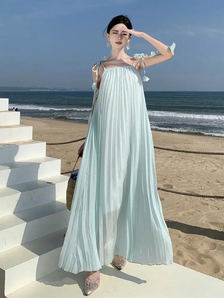 flowy beach dress with sleeves Boho Lace Maxi Cover-Up Dress | High Waist Beach Dress in White | Women's Boho Fashion | One Size