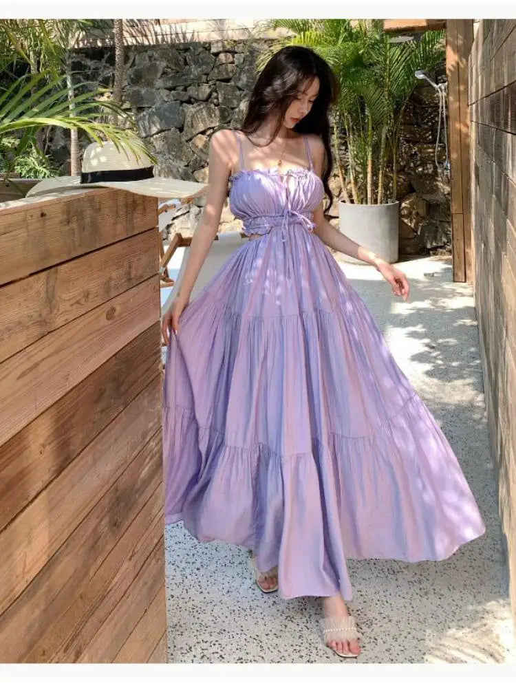 knee length dresses for ladies Masie Lilac Mesh Maxi Dress - US 4 main image 1