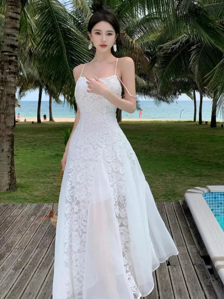 Lace Beach Maxi Dress With Spaghetti Straps on Luulla