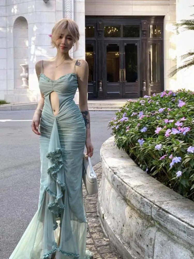chinese dress ladies Summer New Style White Hollow Dress Women Elegant Deep V-neck Sleevele –  Global Fashions GC main image 0
