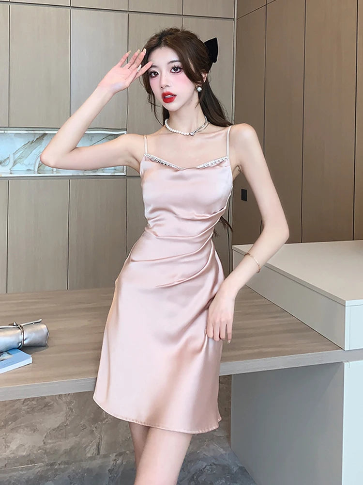 silky cocktail dress Amazon.com: Monheur Satin Maxi Dress,Wedding Guest Mock Neck Sleeveless  Silk Dress for Women,Cocktail Evening Party Semi Formal Dress Beige Large :  Clothing, Shoes & Jewelry