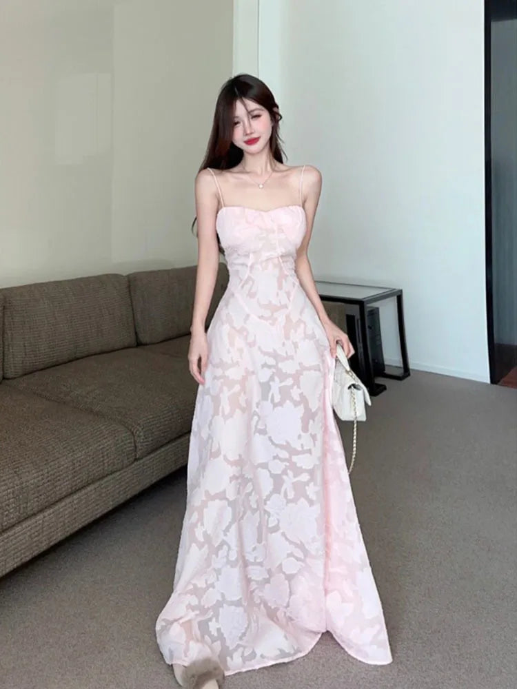 chinese dress ladies Mesh Floral Lace Detail Dress M main image 1