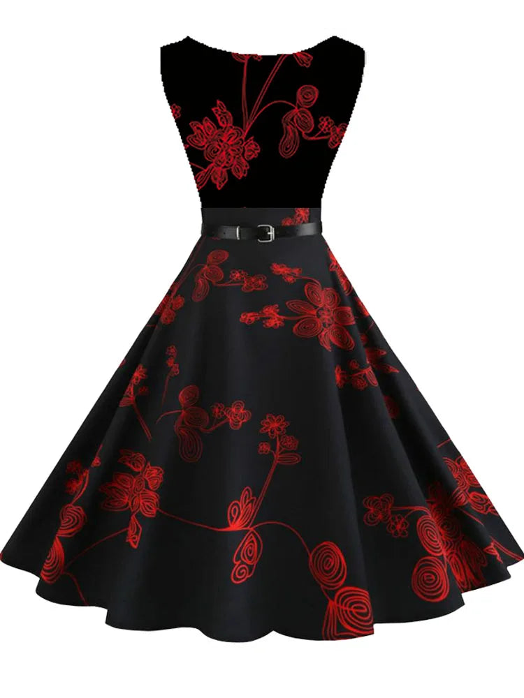 sleeveless belted a line dress Casual Halter Neck A-Line Dress Sleeveless Belted Swing Pleated Cocktail Party Beach Mini Dresses, Wine Red / S