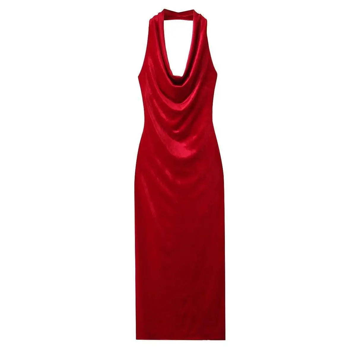 satin maxi dress halter Halter-neck satin long dress