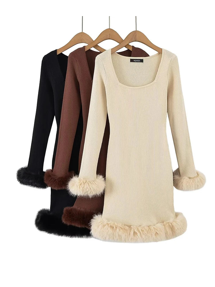 brown fur trim dress Astrid Off Shoulder Knit Top in Burnt Choc By DISSH main image 0