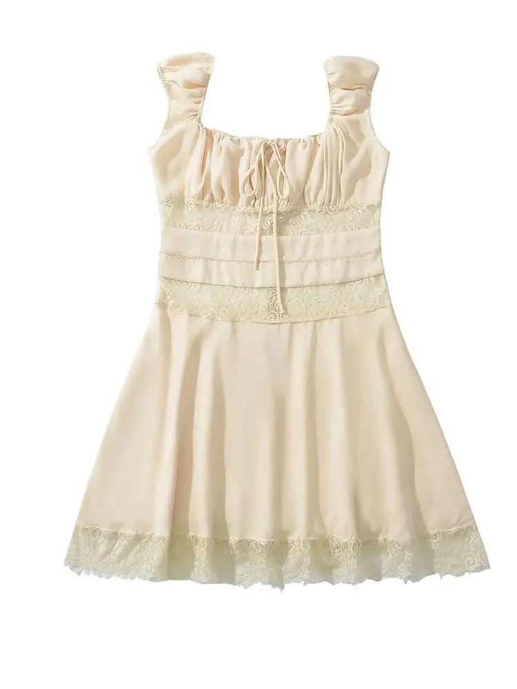 cream lace dress sleeveless For Love & Lemons lace mini dress in cream-Neutral
