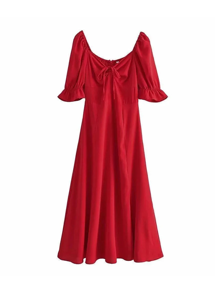 flattering a line dresses Ensley Flattering A-Line Cowl Slit Long Chiffon Bridesmaid Dresses, Daffodil main image 1
