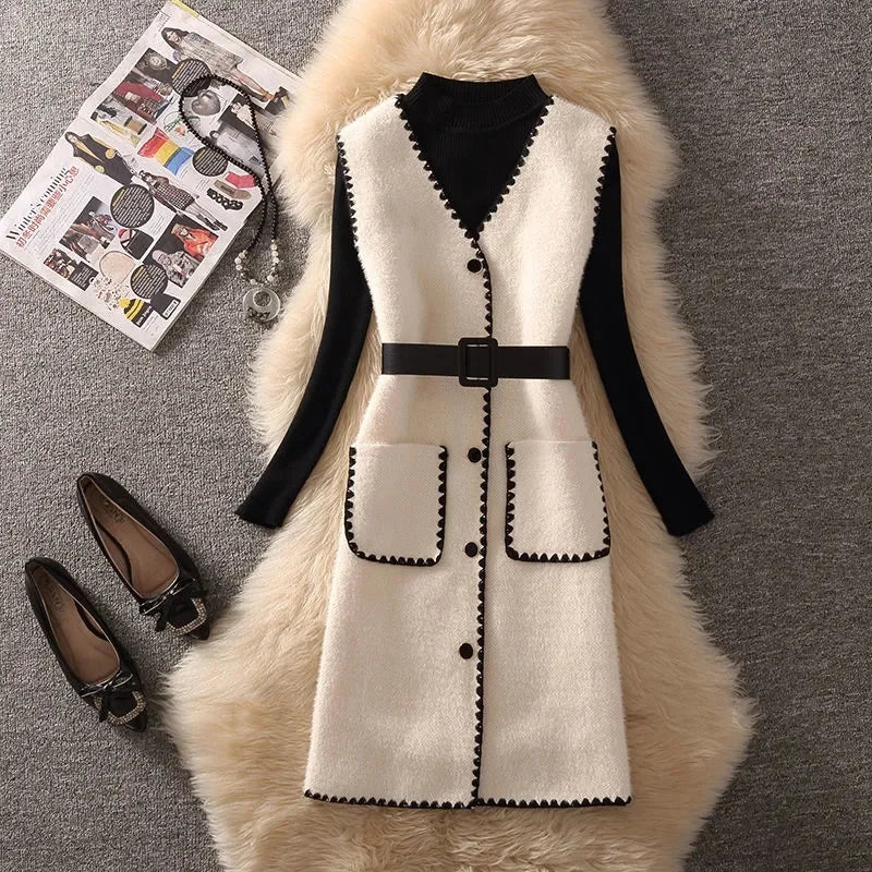 navy blue dress for baby girl Handmade Wool Maxi Dress – Vintage Fit & Flare Winter main image 0