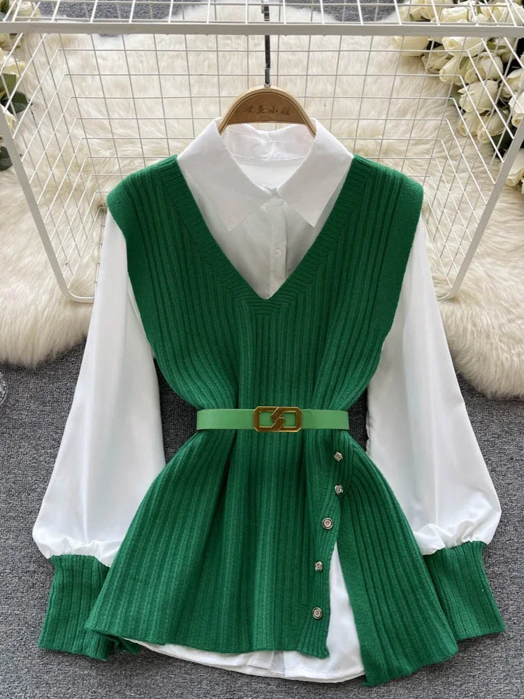 green sweater vest dress Jen Sweater Vest