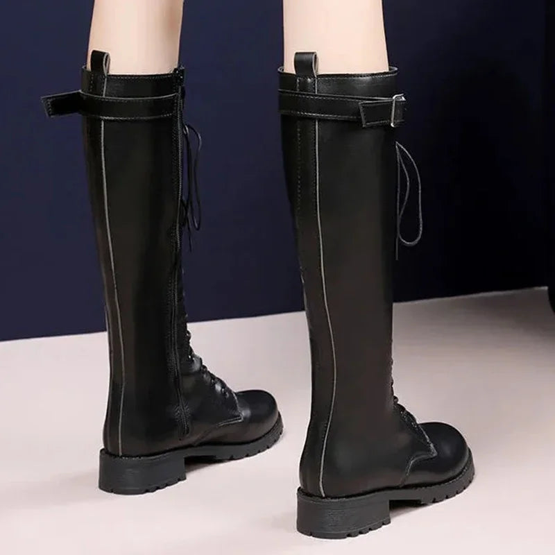 Fassiel Lace Knee High Boots - Black main image 1