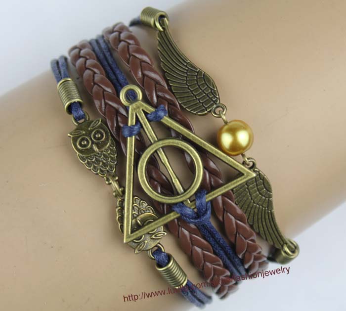 Harry Potter Deathly Hallow Bracelet, Harry Potter Snitch, Owl Wing Bracelet,bead Bracelet, Gift For Girl Friend,boy Friend