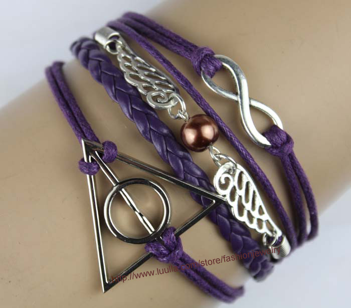 Infinity Bracelet, Deathly Hallow Bracelet,Harry Potter Snitch Bracelet, Brown Bead Bracelet,Gift For Girl Friend,Boy Friend