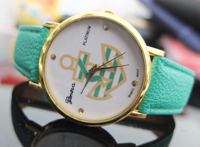 Women's Anchor Leather Strap Watch,Fashion Analog Display Quartz Watch